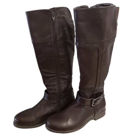 Croft & Barrow High Calf Side Zip Rounded Toe Brown Boots Size 6M - Picture 1 of 13